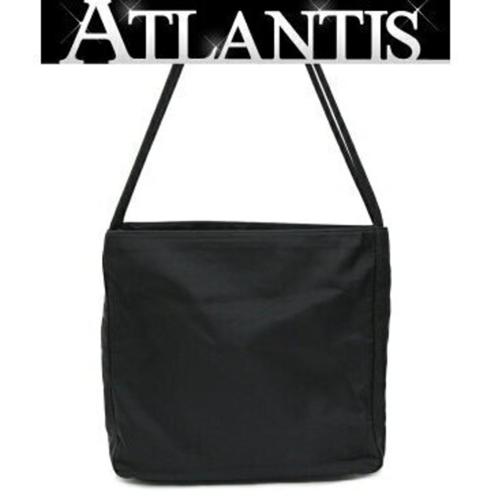 Prada Triangle Logo Shoulder Tote Bag Black